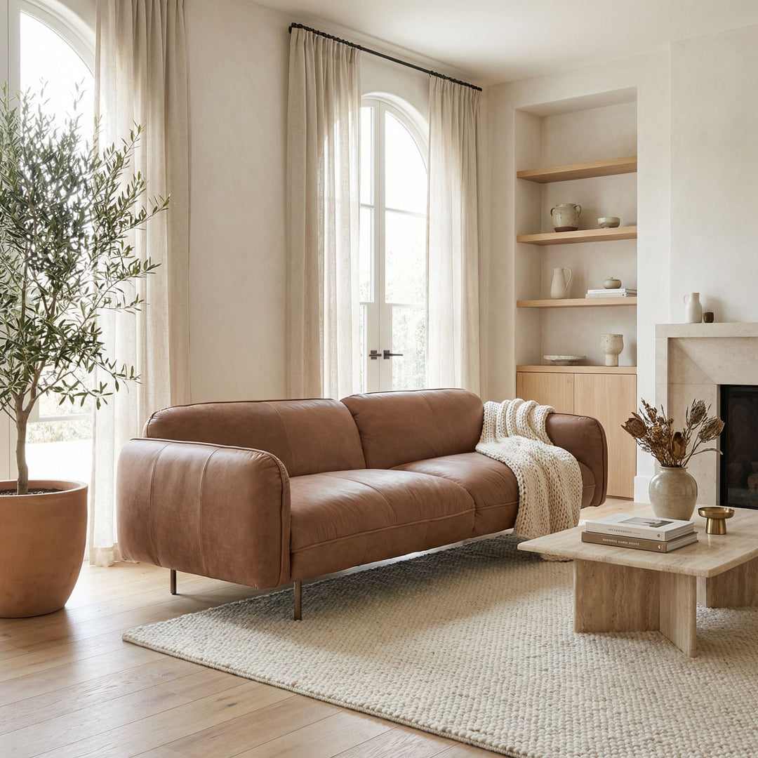 Noir Franklin Sofa - Coris Brown Leather