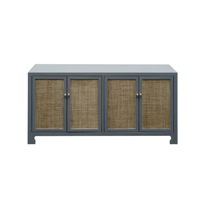 Cane Cabinet W. Brass Hardware In Grey Lacquer - SOFIA GRY