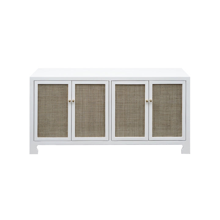 Cane Cabinet W. Brass Hardware In White Lacquer - SOFIA WH