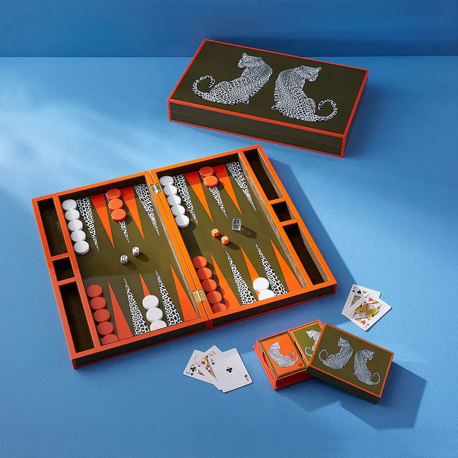 Jonathan Adler Leopard Backgammon Set TABLETOP GAMES