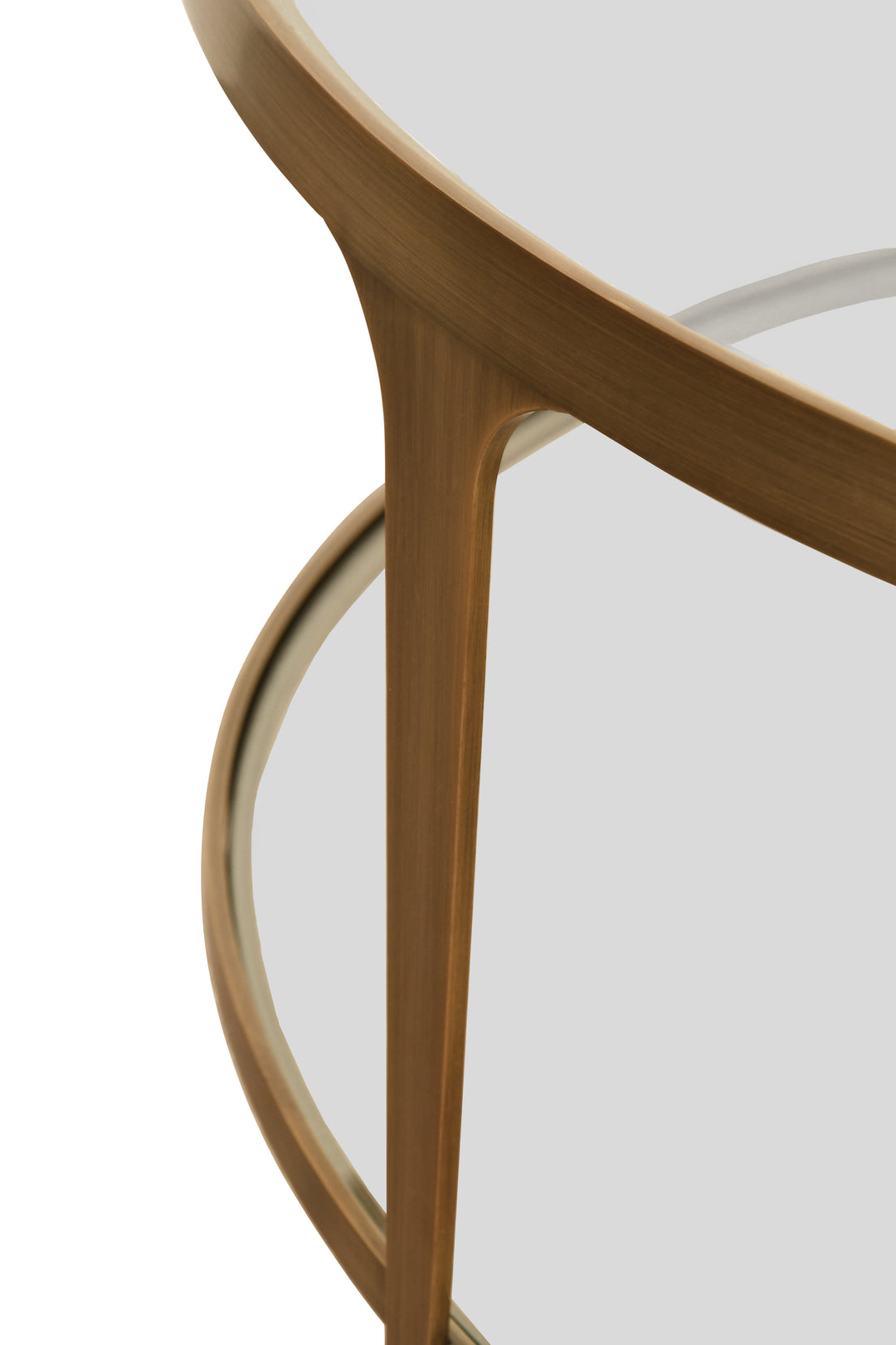 Two Tier Glass Top Round Coffee Table In Antique Brass - STACEY ABR