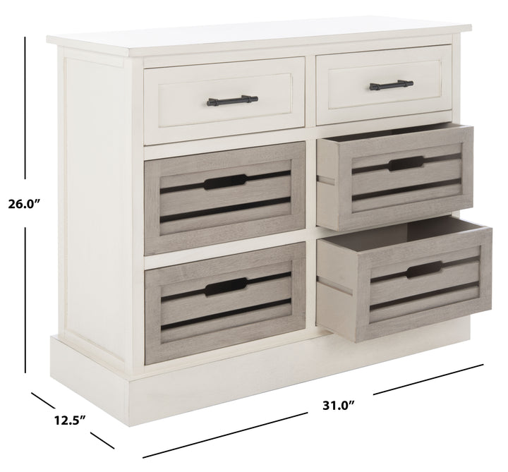 DISTRESSED WHITE FRAME / GREIGE DRAWERS