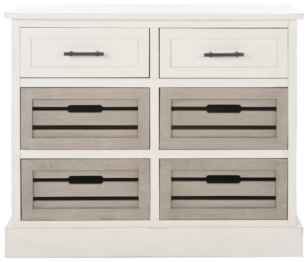 DISTRESSED WHITE FRAME / GREIGE DRAWERS 