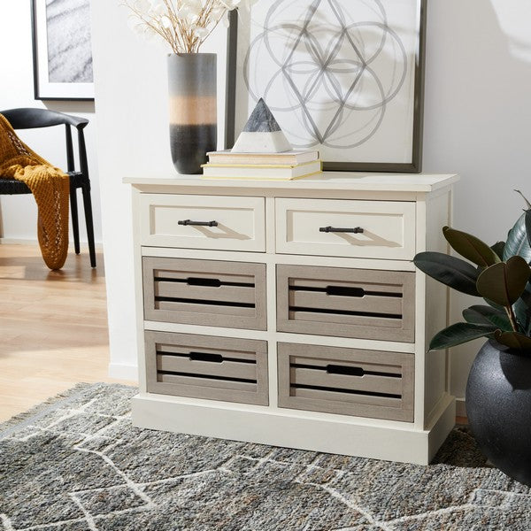 DISTRESSED WHITE FRAME / GREIGE DRAWERS 
