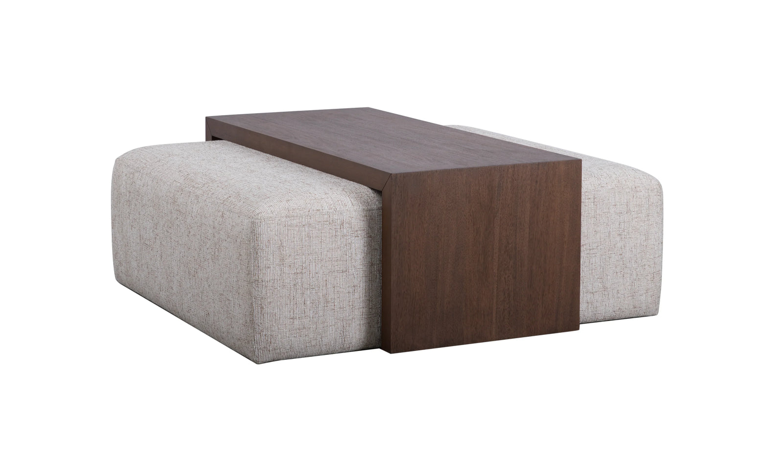 Salted Oak William 43.5" Square Ottoman Bristol Plaid and Modern Mocha OTTOMANS, POUFS, + STOOLS