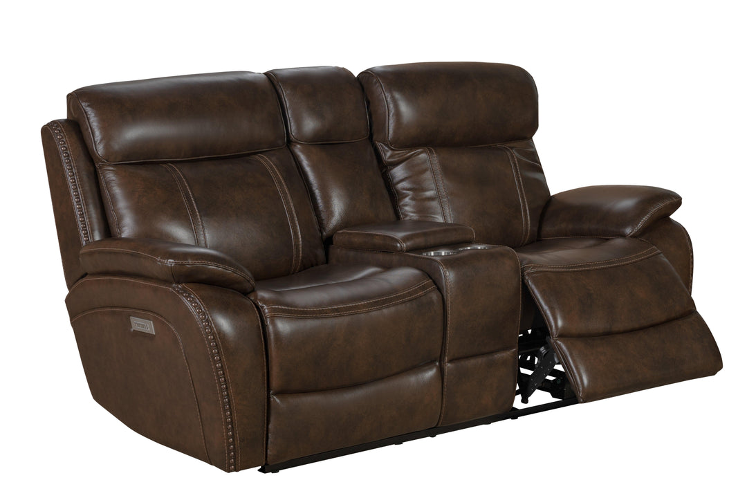 Sandover Power Reclining Console Loveseat - AmericanHomeFurniture