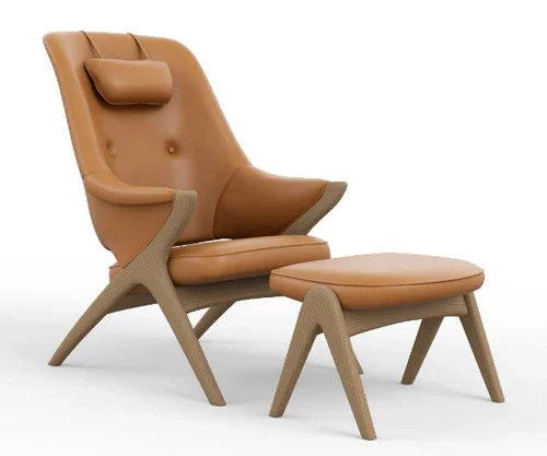 American Home Furniture Fjords Bravo Chair with Headrest Pillow and Ottoman