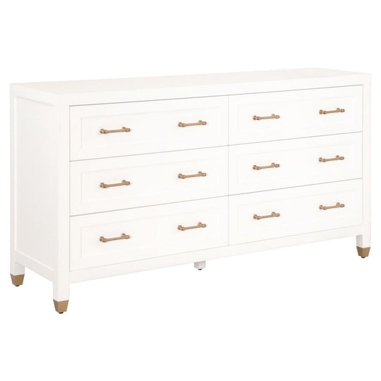 Essentials For Living - Stella 6-Drawer Double Dresser - 6136.WHT/BBRS | American Home Furniture