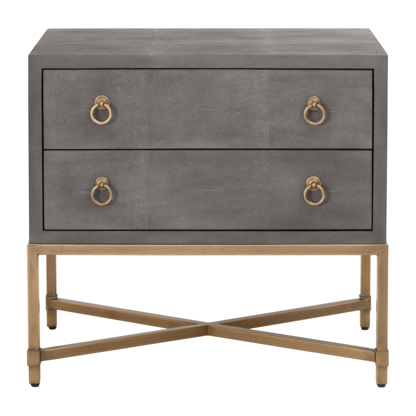Essentials For Living - Strand Shagreen 2-Drawer Nightstand - 6121.GRY-SHG/GLD | American Home Furniture