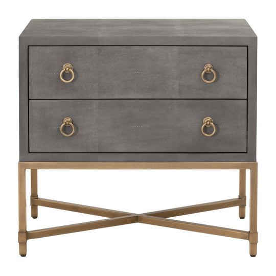 Essentials For Living - Strand Shagreen 2-Drawer Nightstand - 6121.GRY-SHG/GLD | American Home Furniture