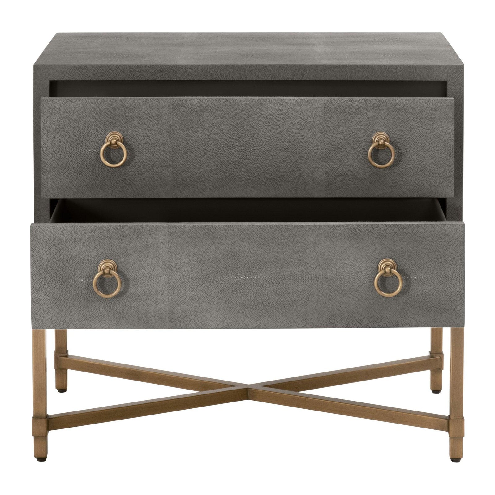 Essentials For Living - Strand Shagreen 2-Drawer Nightstand - 6121.GRY-SHG/GLD | American Home Furniture