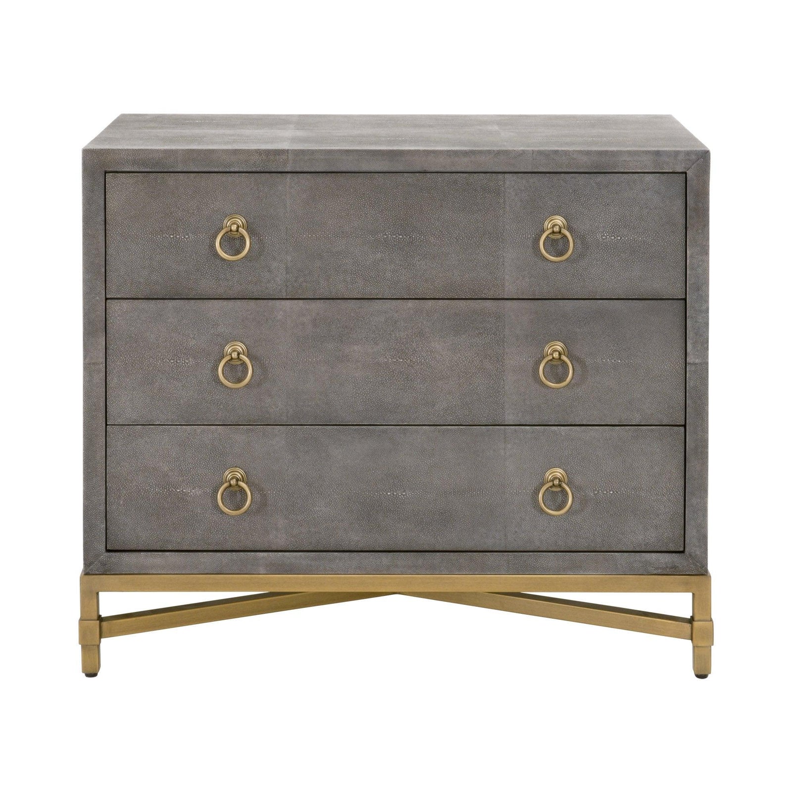 Essentials For Living - Strand Shagreen 3-Drawer Nightstand - 6120.GRY-SHG/GLD | American Home Furniture