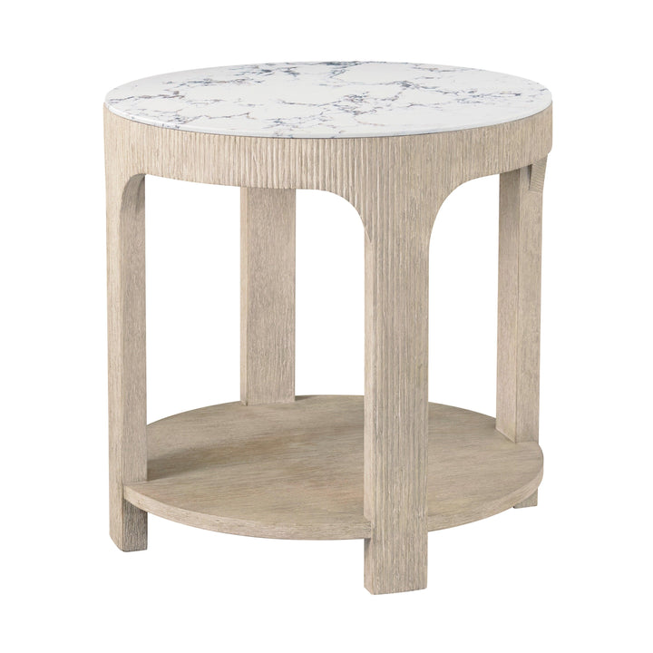 Horizon Round Quartz Side Table - AmericanHomeFurniture