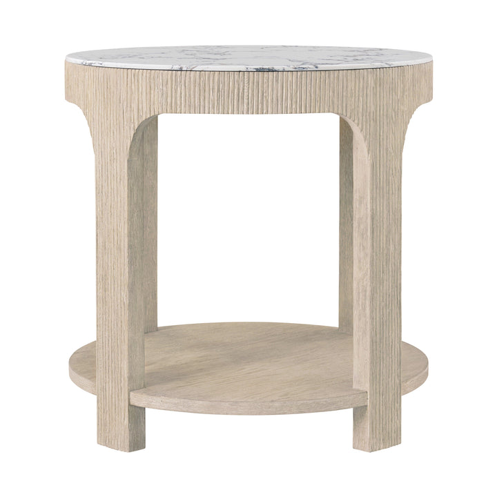 Horizon Round Quartz Side Table - AmericanHomeFurniture