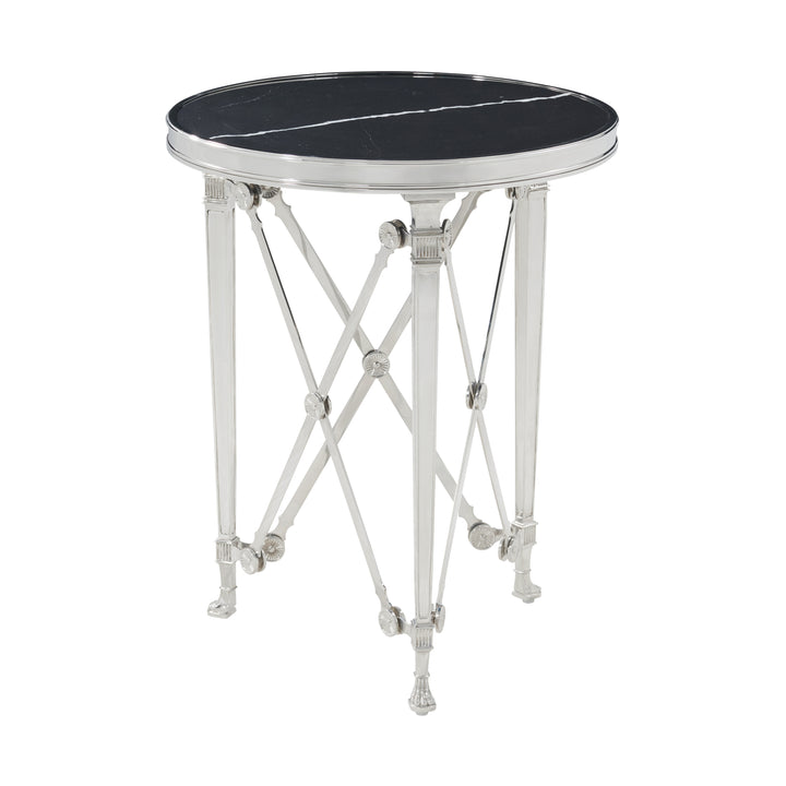 American Home Furniture | Theodore Alexander - Spencer London Small Round Nickel Side Table