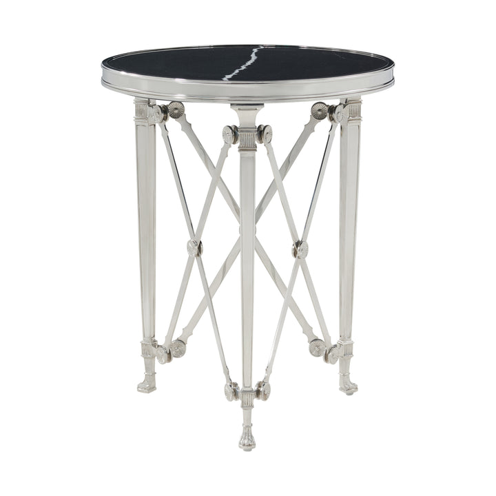 American Home Furniture | Theodore Alexander - Spencer London Small Round Nickel Side Table