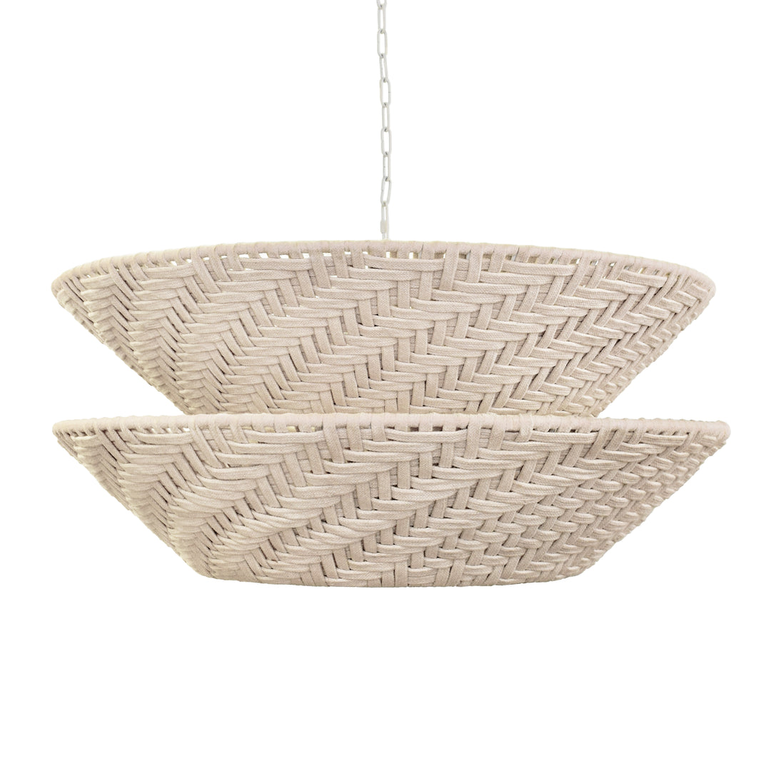 Round Two-Tiered Pendant In Off-White Cotton Tape Weave - TAKODA