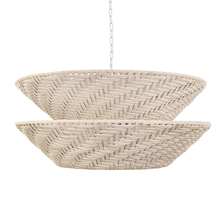 Round Two-Tiered Pendant In Off-White Cotton Tape Weave - TAKODA