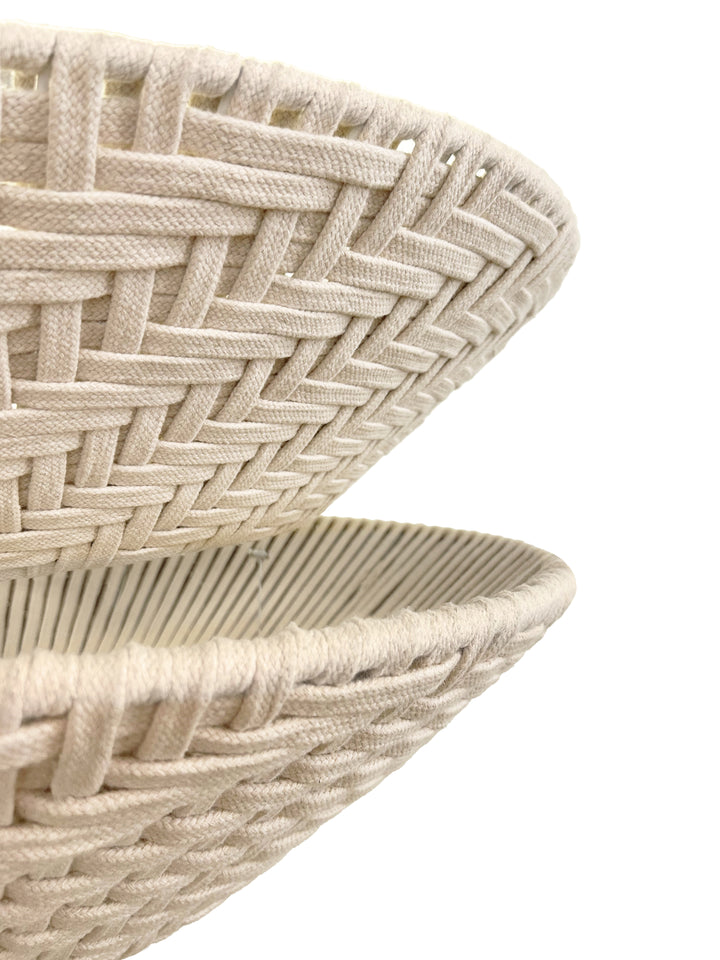 Round Two-Tiered Pendant In Off-White Cotton Tape Weave - TAKODA