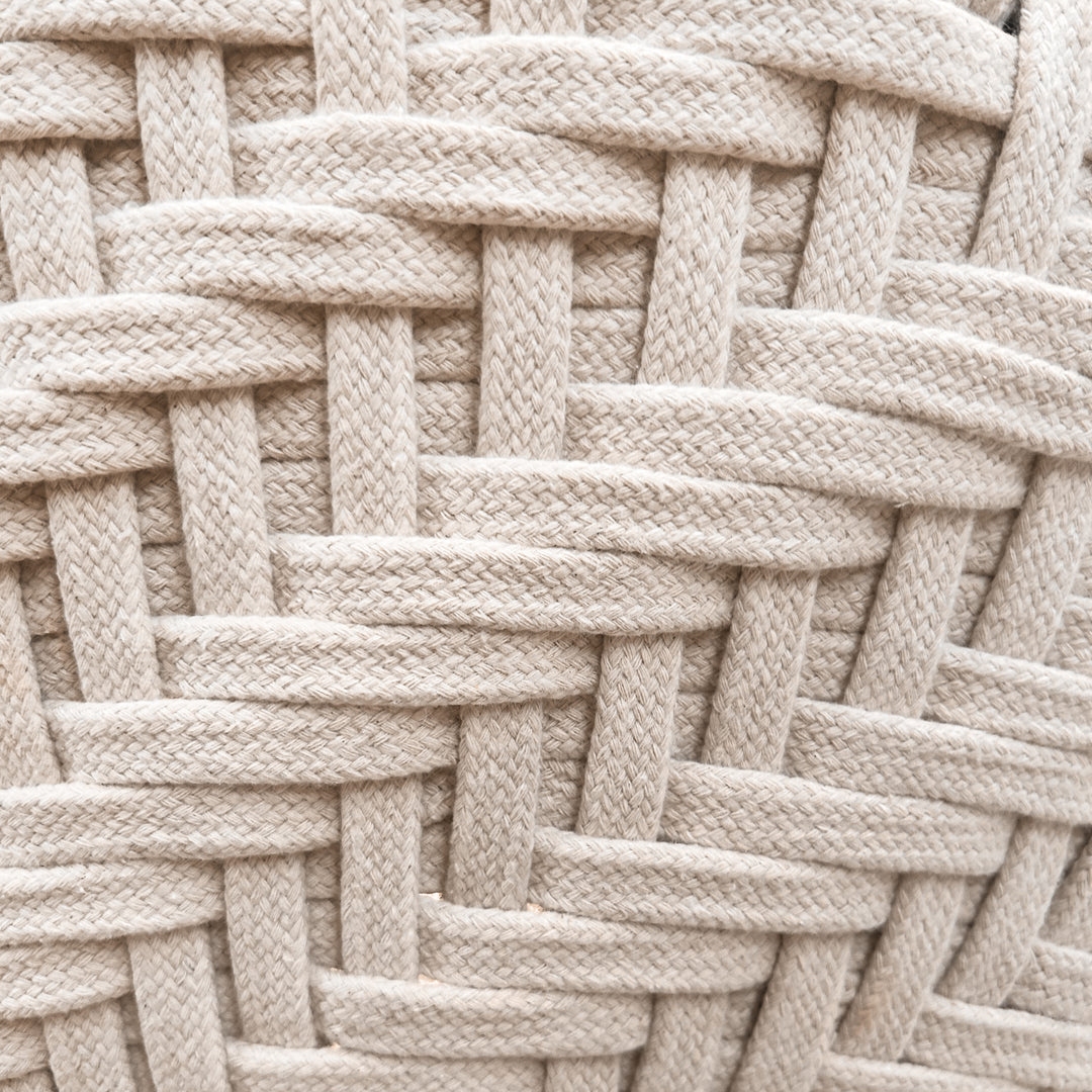 Round Two-Tiered Pendant In Off-White Cotton Tape Weave - TAKODA