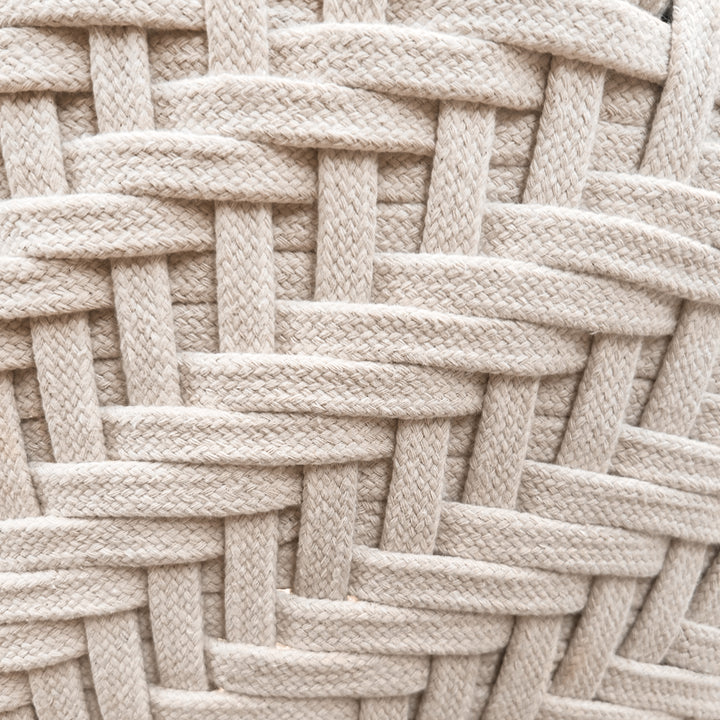 Round Two-Tiered Pendant In Off-White Cotton Tape Weave - TAKODA
