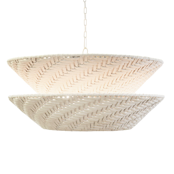 Round Two-Tiered Pendant In Off-White Cotton Tape Weave - TAKODA