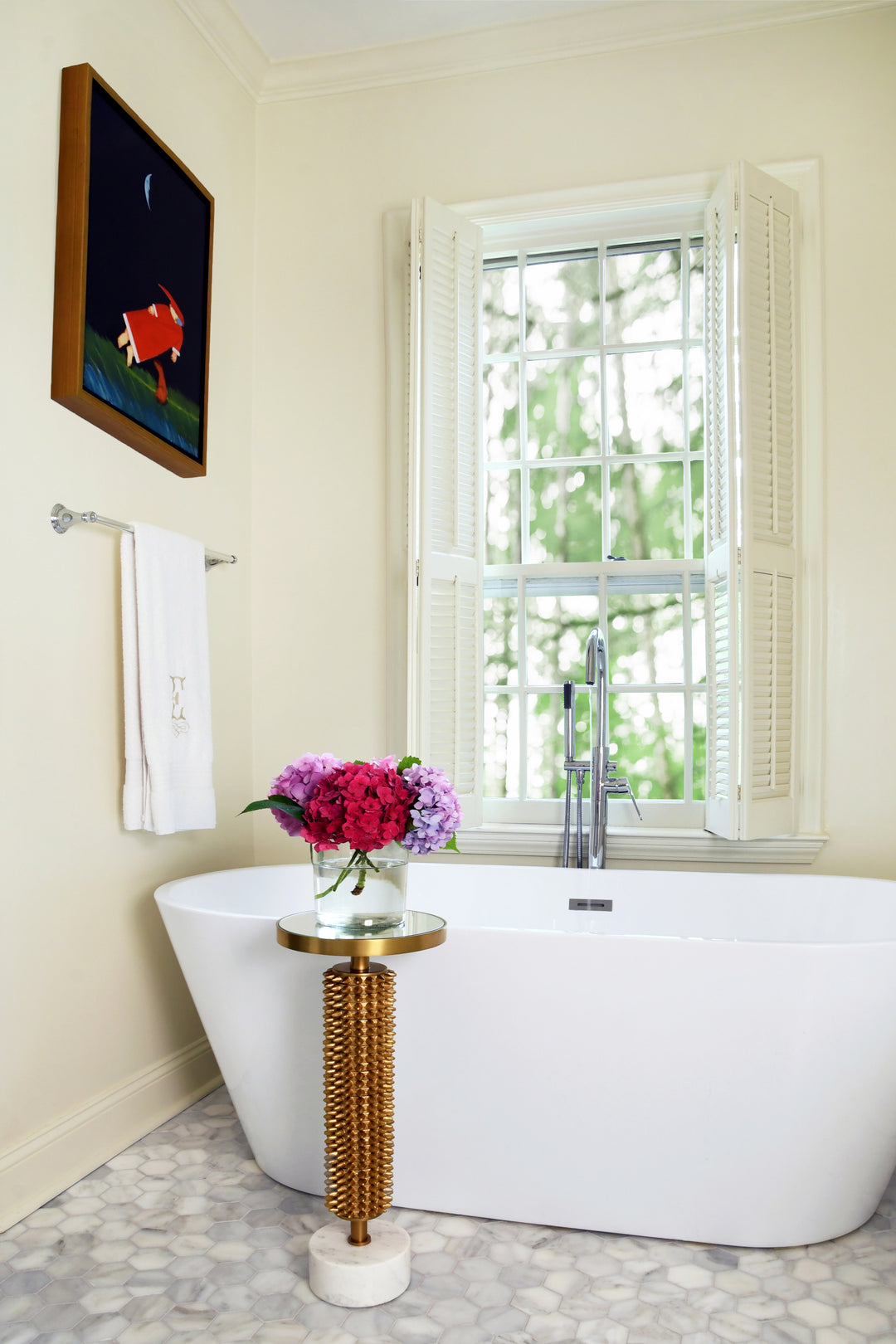 Round Pedestal Side Table With Urchin Textured Detail And White Marble Base With Inset Mirror Top - TALIA