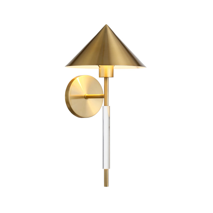 Sconce With Acrylic Pole And Triangular Metal Shade In Antique Brass - TALON ABR