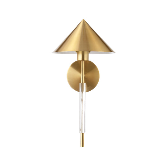 Sconce With Acrylic Pole And Triangular Metal Shade In Antique Brass - TALON ABR