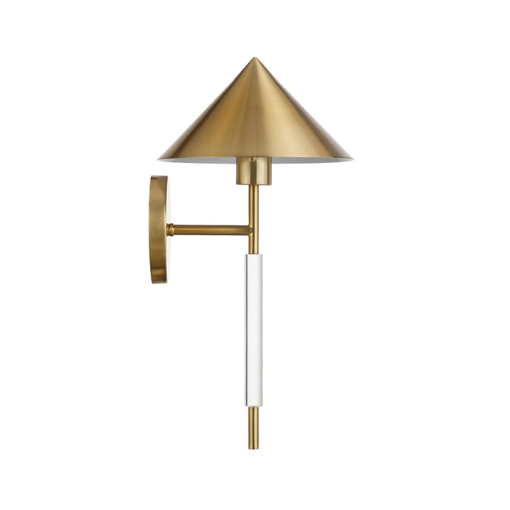 Sconce With Acrylic Pole And Triangular Metal Shade In Antique Brass - TALON ABR