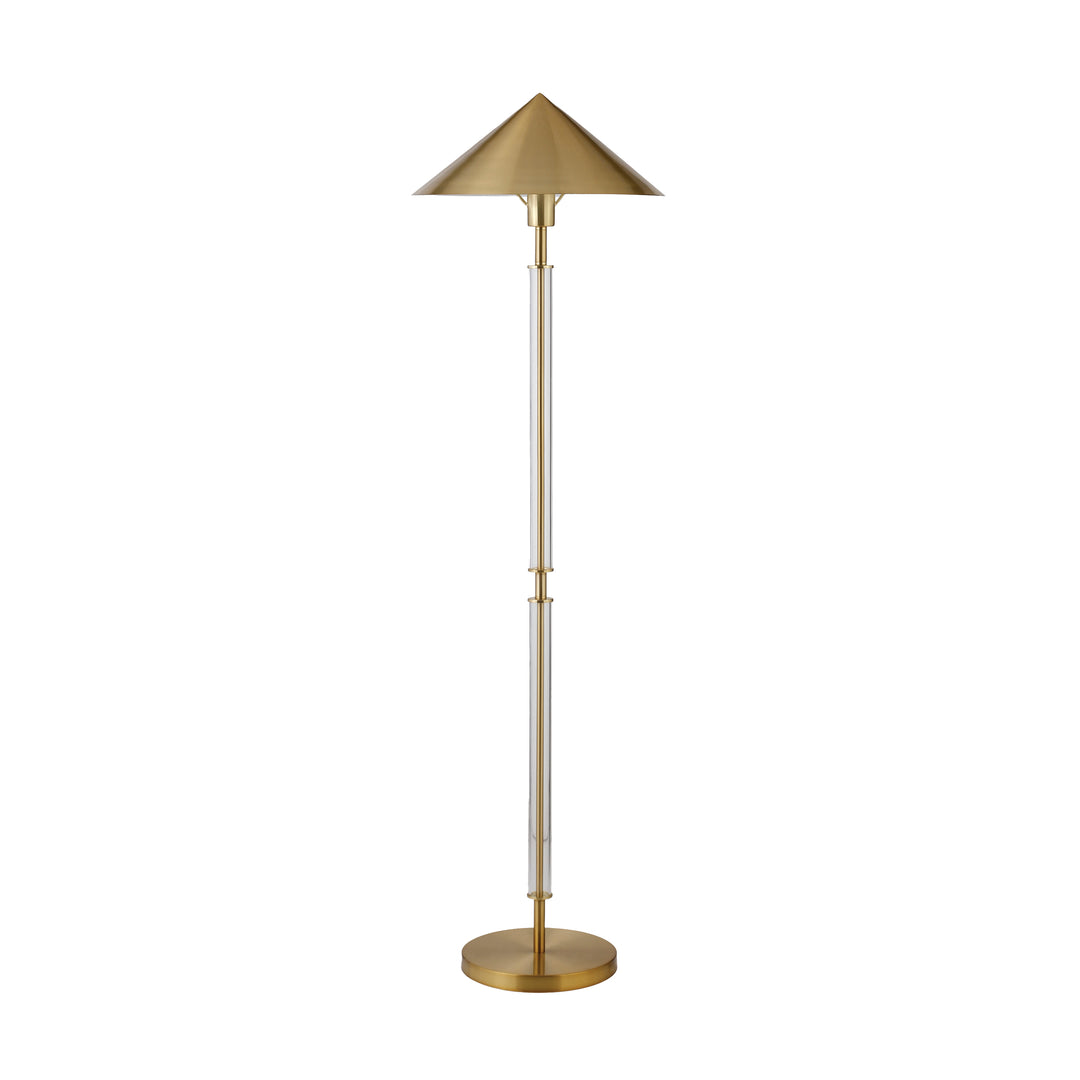 Floor Lamp With Acrylic Pole And Triangular Metal Shade In Brushed Brass - TARRON ABR