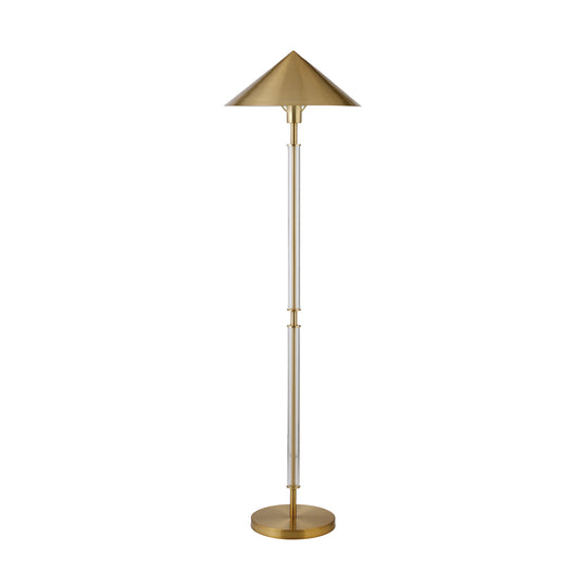Floor Lamp With Acrylic Pole And Triangular Metal Shade In Brushed Brass - TARRON ABR