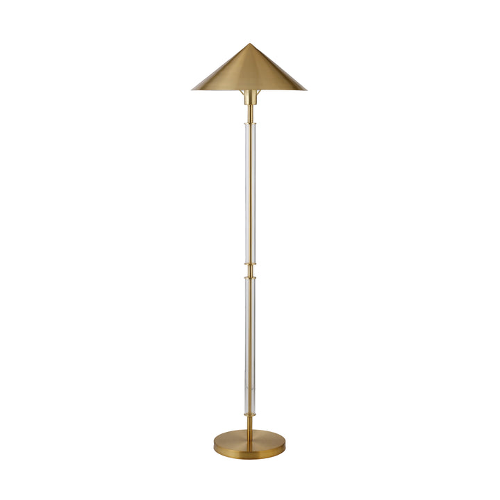 Floor Lamp With Acrylic Pole And Triangular Metal Shade In Brushed Brass - TARRON ABR