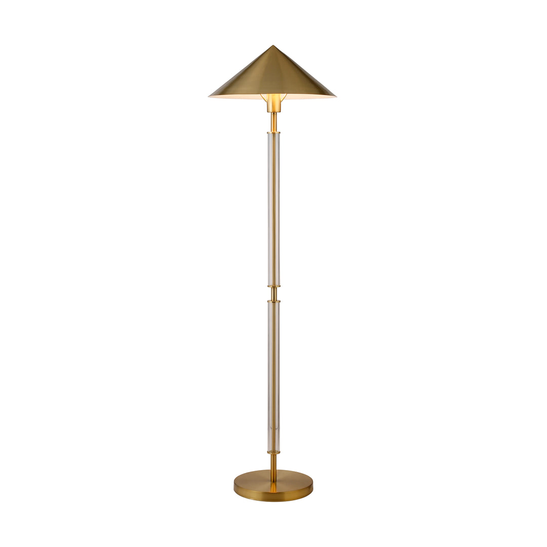 Floor Lamp With Acrylic Pole And Triangular Metal Shade In Brushed Brass - TARRON ABR