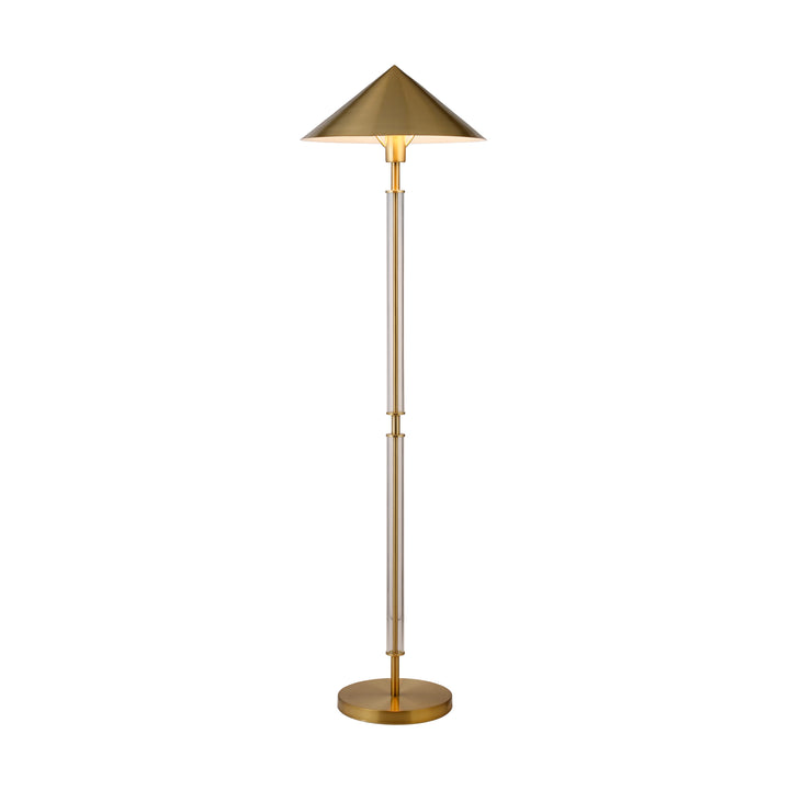Floor Lamp With Acrylic Pole And Triangular Metal Shade In Brushed Brass - TARRON ABR