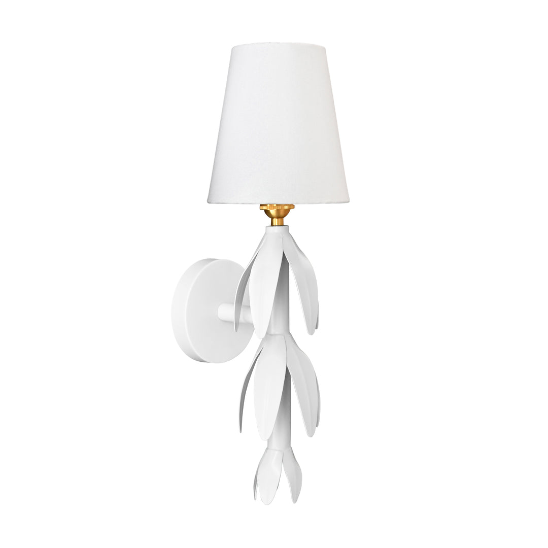 Handpainted Tole Petal Sconce In White - TINSLEY WH