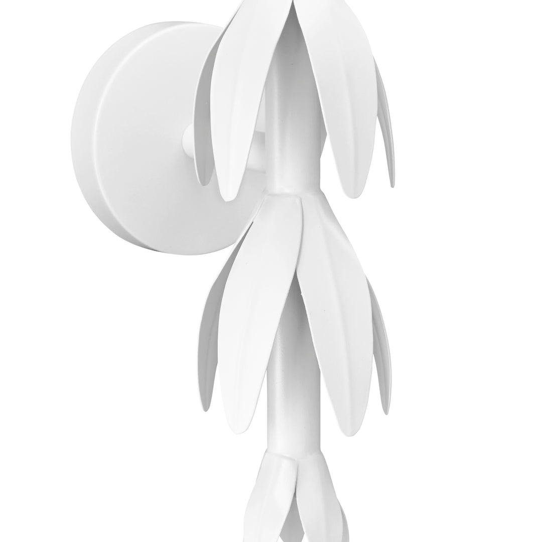 Handpainted Tole Petal Sconce In White - TINSLEY WH