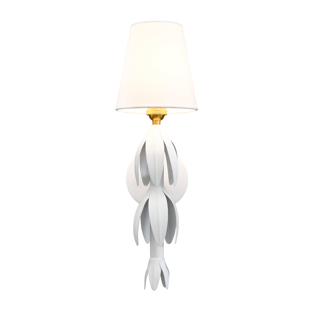 Handpainted Tole Petal Sconce In White - TINSLEY WH