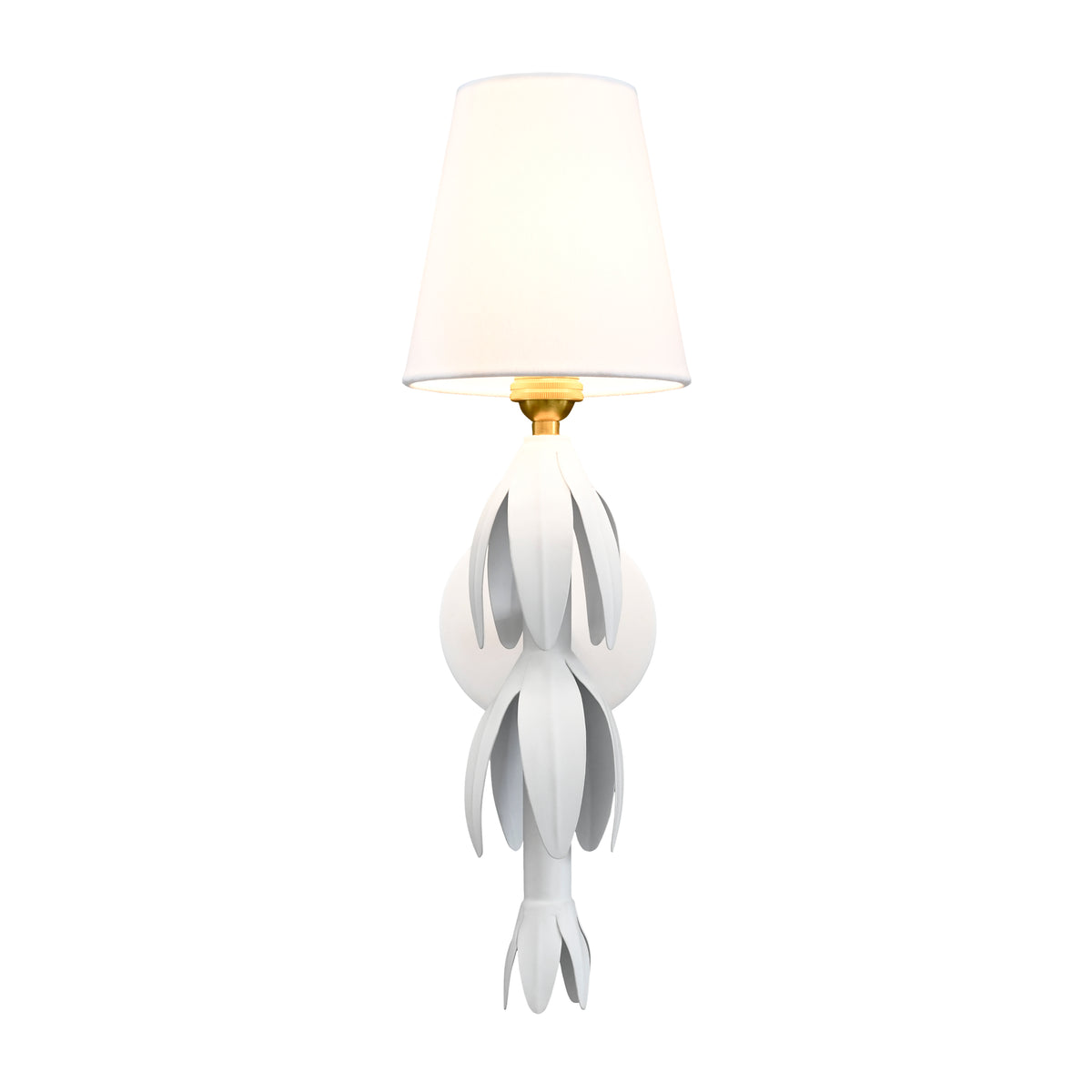 Handpainted Tole Petal Sconce In White - TINSLEY WH