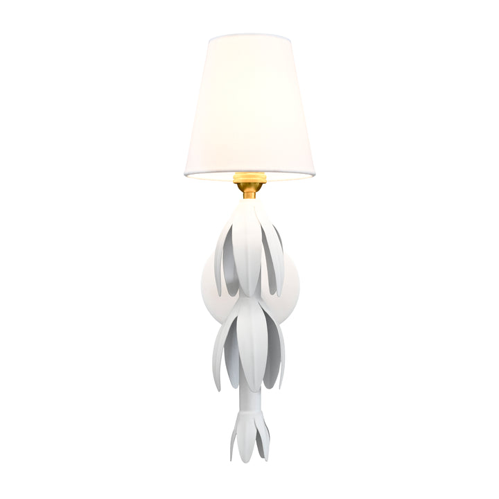 Handpainted Tole Petal Sconce In White - TINSLEY WH