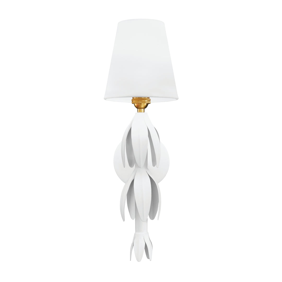 Handpainted Tole Petal Sconce In White - TINSLEY WH