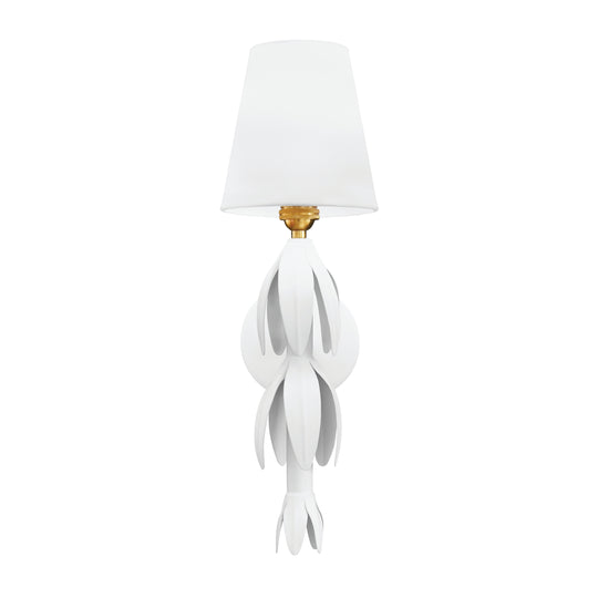 Handpainted Tole Petal Sconce In White - TINSLEY WH