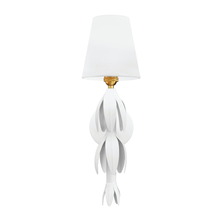 Handpainted Tole Petal Sconce In White - TINSLEY WH