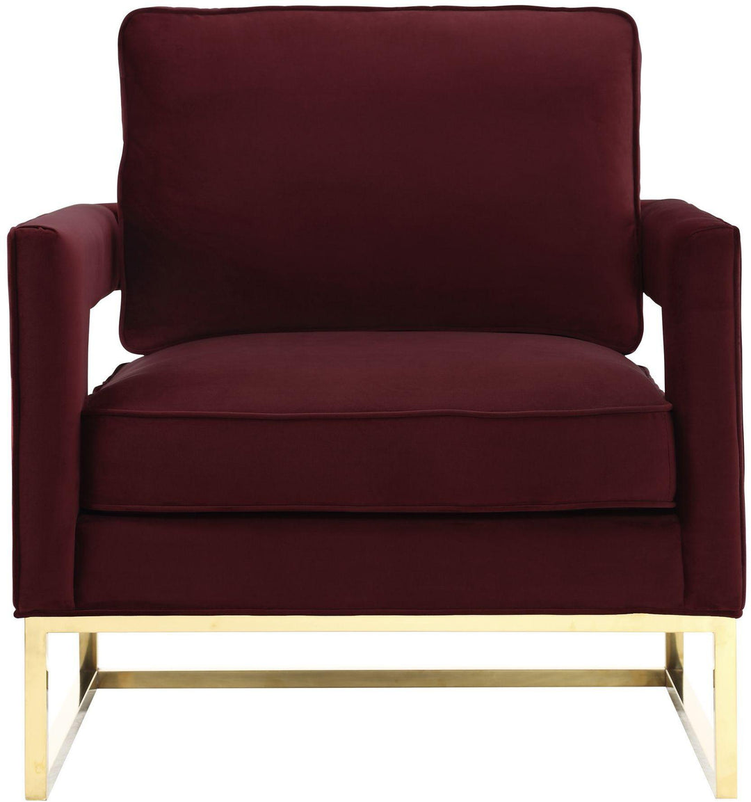 TOV Furniture Avery Maroon Velvet Chair With Polished Gold Base ACCENT + LOUNGE CHAIRS