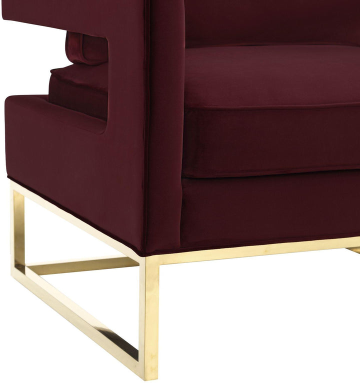 American Home Furniture | TOV Furniture - Avery Maroon Velvet Chair With Polished Gold Base