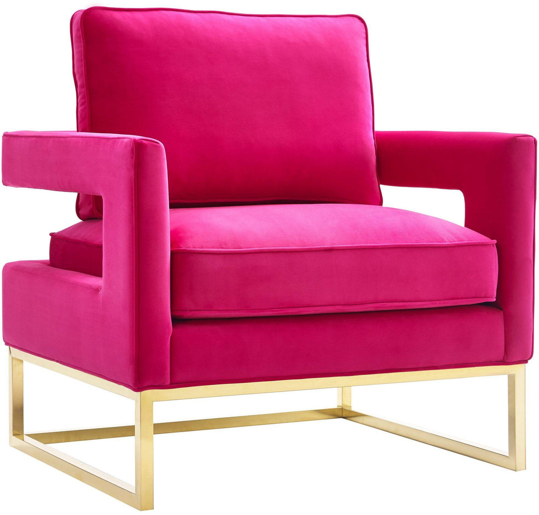 American Home Furniture | TOV Furniture - Avery Pink Velvet Chair With Polished Gold Base