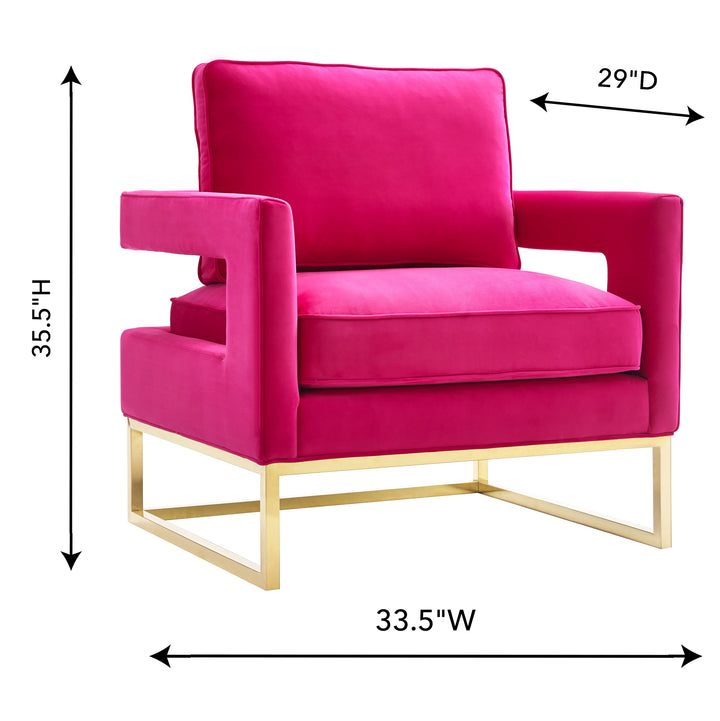 American Home Furniture | TOV Furniture - Avery Pink Velvet Chair With Polished Gold Base