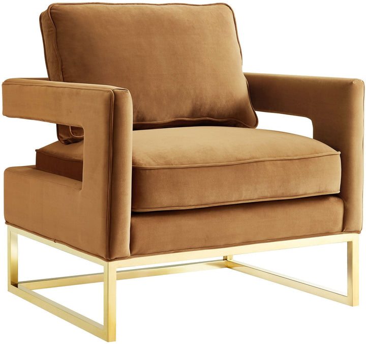 American Home Furniture | TOV Furniture - Avery Cognac Velvet Chair With Polished Gold Base