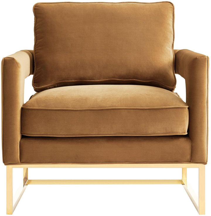 TOV Furniture Avery Cognac Velvet Chair With Polished Gold Base ACCENT + LOUNGE CHAIRS