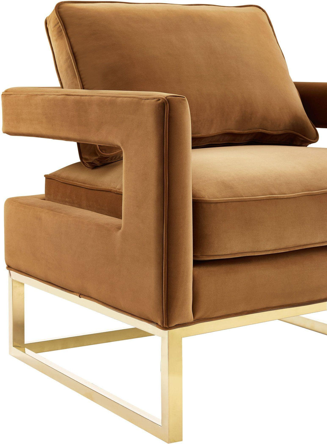 TOV Furniture Avery Cognac Velvet Chair With Polished Gold Base ACCENT + LOUNGE CHAIRS